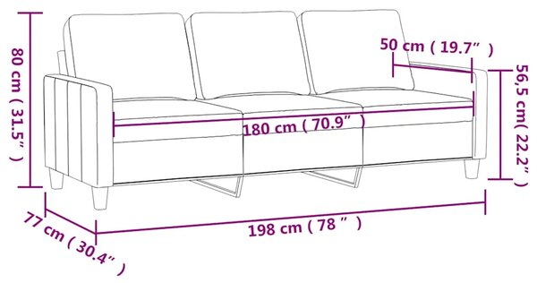 Trosjed od tkanine crna 180 cm baršunasti - Crna 1 180 cm Crna