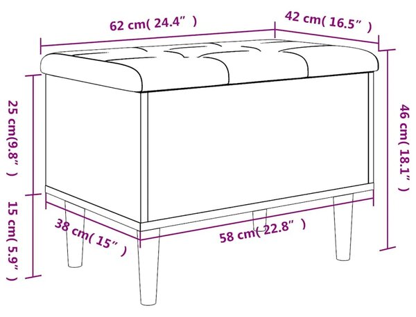 Klupa za pohranu boja hrasta 62x42x46 cm od konstruiranog drva - Dimljeni hrast 62 x 42 x 46 cm Dimljeni hrast 62 x 42 x 46 cm