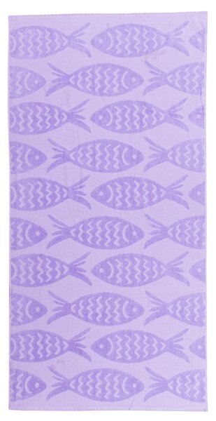 Ručnik za plažu RYBY 70 x 140 cm ljubičasta, 100% pamuk