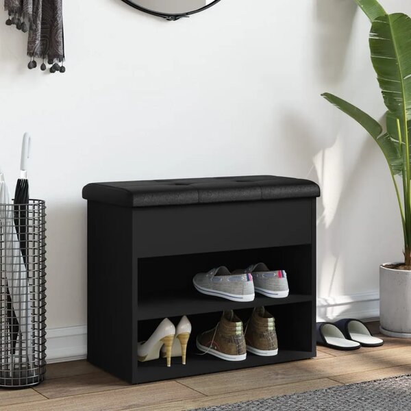 Klupa za cipele crna 62x32x50 cm od konstruiranog drva - Crna Crna
