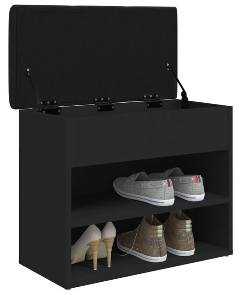 Klupa za cipele crna 62x32x50 cm od konstruiranog drva - Crna Crna