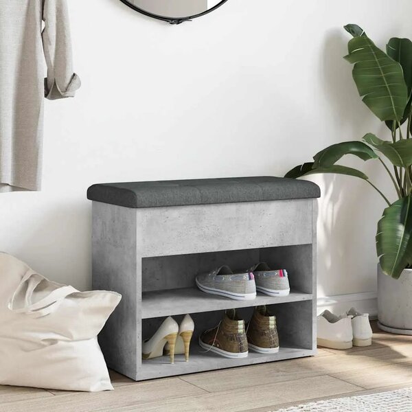 Klupa za cipele siva boja betona 62x32x50 cm konstruirano drvo - Beton siva Beton siva