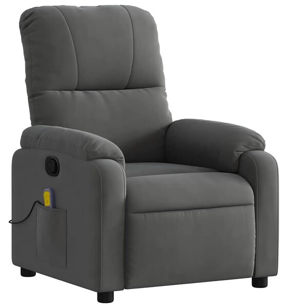 Masažna fotelja tamnosiva tkanina od mikrovlakana - Tamno siva 1 Ručno guranje unatrag Da