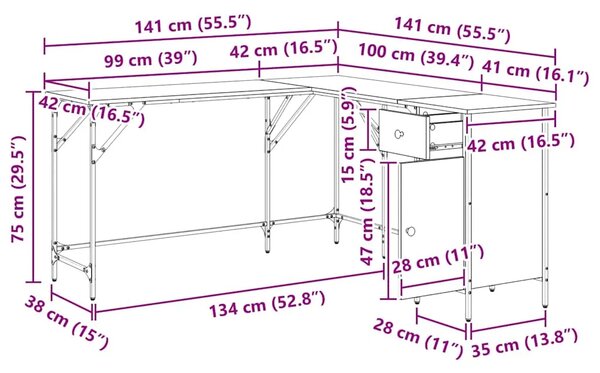 Radni stol boja hrasta sonome 141x141x75 cm konstruirano drvo - sonoma hrast Sonoma hrast