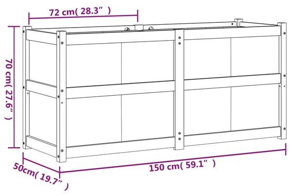 Vrtna sadilica 150 x 50 x 70 cm od impregnirane borovine - Prirodno impregnirano 1 Prirodno impregnirano