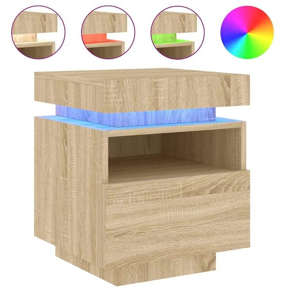 Noćni ormarići s LED svjetlima 2 kom boja hrasta 40x39x48 5 cm - sonoma hrast 2 Sonoma hrast 2