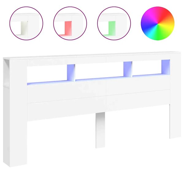 LED uzglavlje bijelo 220x18 5x103 5 cm konstruirano drvo - Bijela 220 x 103.5 cm 1 Bijela