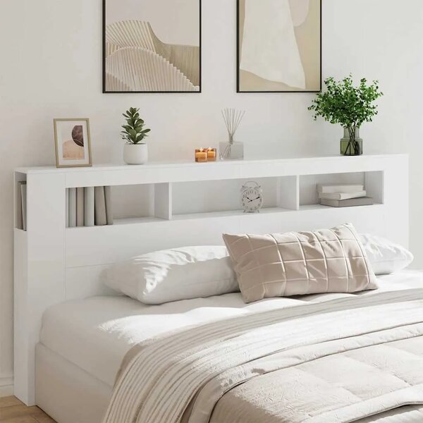 LED uzglavlje bijelo 220x18 5x103 5 cm konstruirano drvo - Bijela 220 x 103.5 cm 1 Bijela