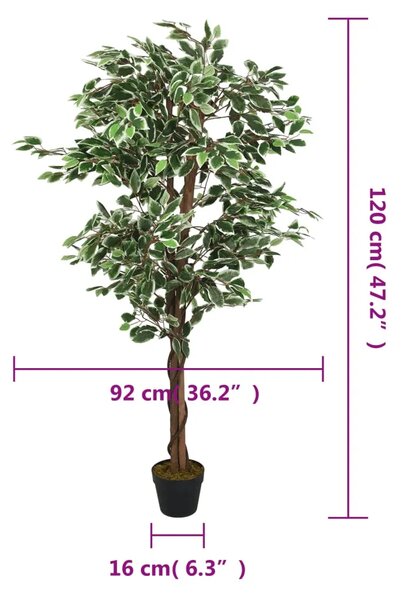 Umjetno stablo fikusa 630 listova 120 cm zeleno - 120 cm 1 120 cm