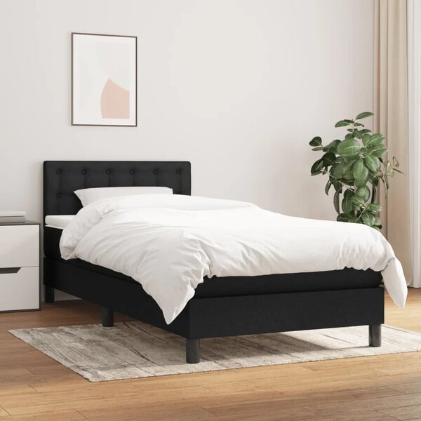 Box spring krevet s madracem crni 80 x 200 cm od tkanine - Crna 80 x 200 cm gumbi Crna