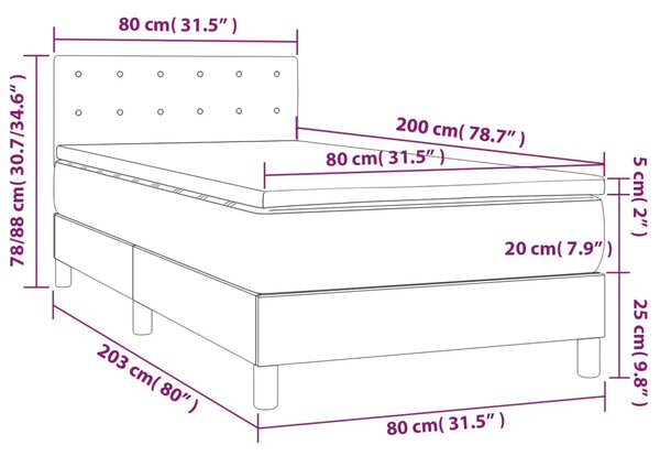Box spring krevet s madracem crni 80 x 200 cm od tkanine - Crna 80 x 200 cm gumbi Crna