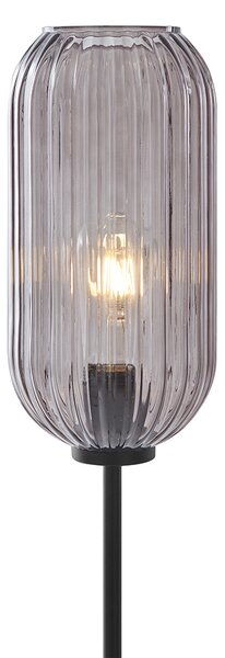 Art Deco podna svjetiljka crna s dimnim staklom - Rid