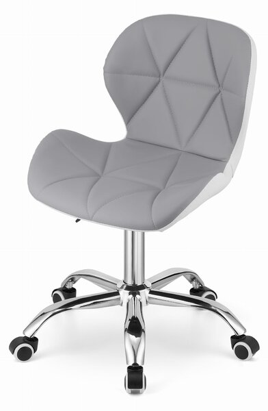 Set za radnu sobu ZARIMO stol 80x40 cm, bijela + fotelja AVOLA od eko kože, sivo-bijela