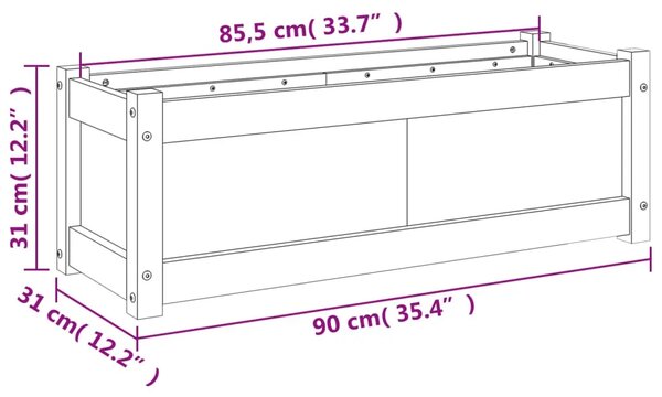 Vrtna sadilica 90x31x31 cm od masivne borovine - Prirodna boja bora 1 Prirodna boja bora 1