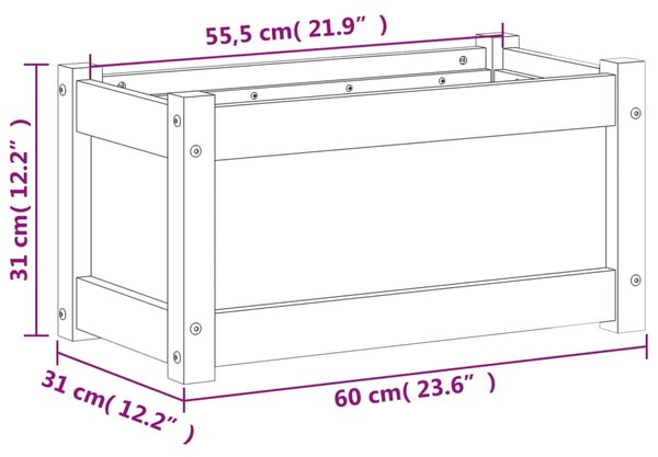 Vrtna sadilica 60x31x31 cm od masivne borovine - Prirodna boja bora 1 Prirodna boja bora 1