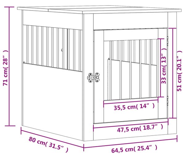 Namještaj s kavezom za pse bijeli 64 5 x 80 x 71 cm drveni - Bijela 64.5 x 80 x 71 cm Bijela 64.5 x 80 x 71 cm
