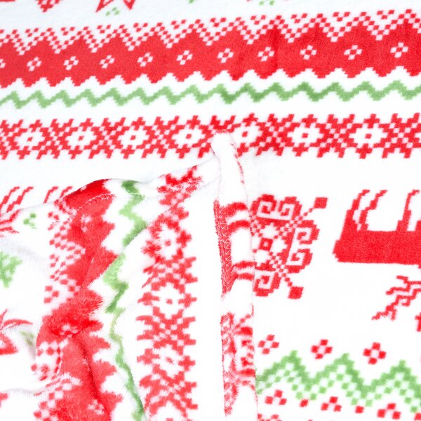 Bijela božicna deka od mikropliša CHRISTMAS JOY Dimenzije: 200 x 220 cm