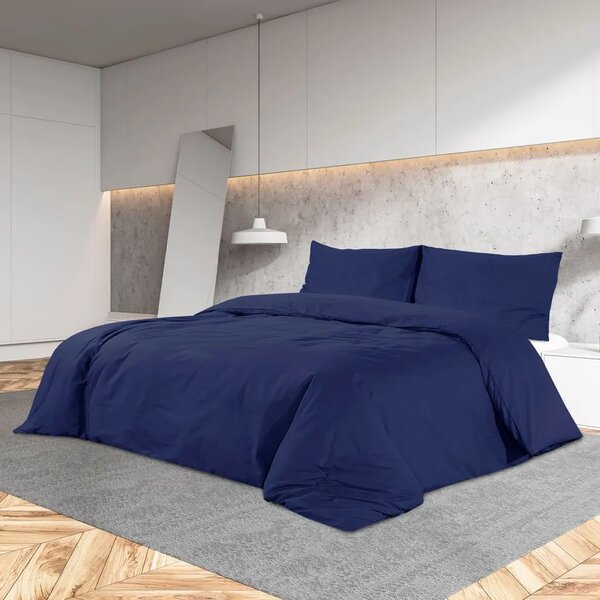Set posteljine za poplun modri 200x220 cm lagana mikrovlakna - Plava 200 x 220 cm + 80 x 80 cm 1 1