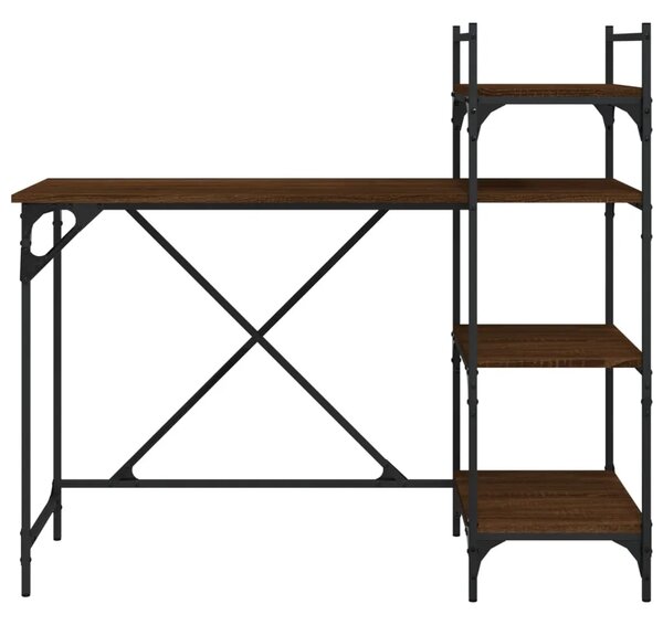 Stol za računalo s policama smeđa boja hrasta 120 x 47 x 109cm - Smeđi hrast Smeđi hrast