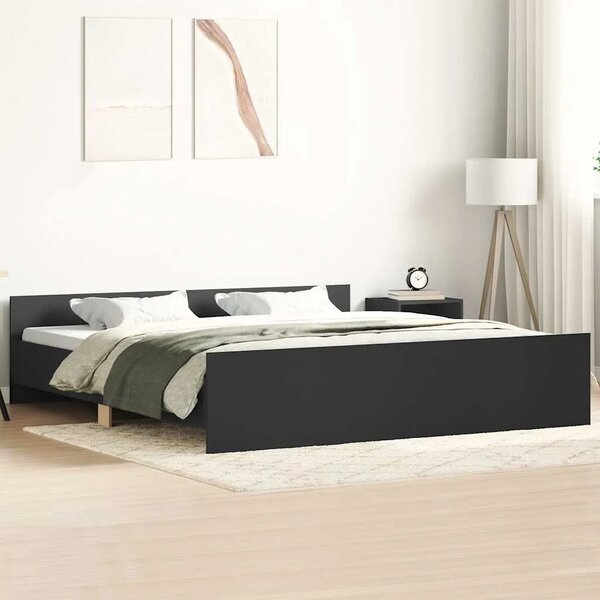 Okvir kreveta s uzglavljem i podnožjem crni 200 x 200 cm - Crna 200 x 200 cm Crna 200 x 200 cm