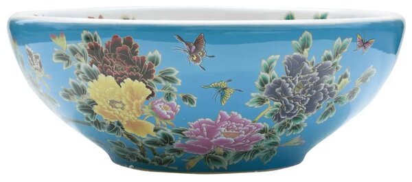 Nadgradni Lavabo - Umivaonik raznobojni okrugli Φ 41 x 14 cm keramički - Plava i žuta Plava i žuta