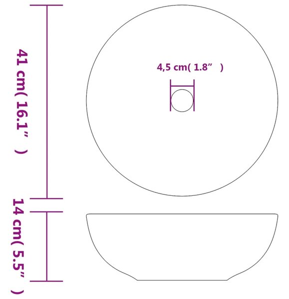 Nadgradni Lavabo - Umivaonik raznobojni okrugli Φ 41 x 14 cm keramički - Plava i žuta Plava i žuta