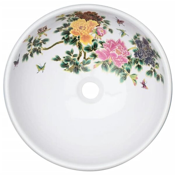 Nadgradni Lavabo - Umivaonik raznobojni okrugli Φ 41 x 14 cm keramički - Plava i žuta Plava i žuta