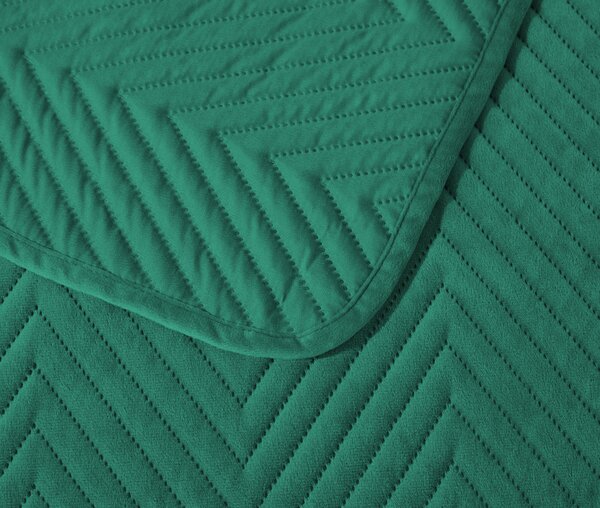 Zeleni bašunasti prekrivač za krevet ARROW VELVET Dimenzije: 200 x 220 cm