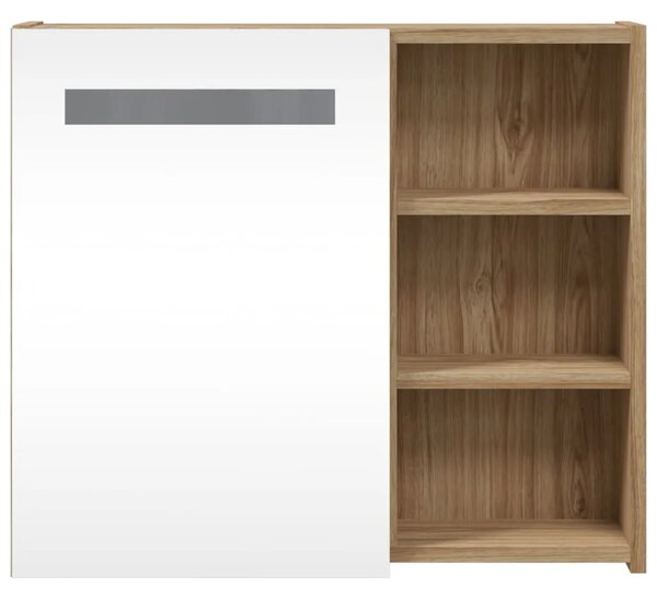 Kupaonski ormarić s ogledalom i LED svjetlom boja hrasta - Boja hrasta 60 x 13 x 52 cm 1 Boja hrasta
