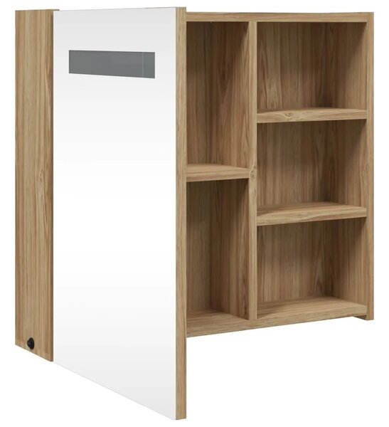 Kupaonski ormarić s ogledalom i LED svjetlom boja hrasta - Boja hrasta 60 x 13 x 52 cm 1 Boja hrasta