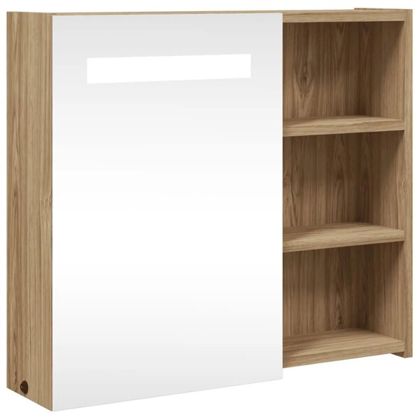 Kupaonski ormarić s ogledalom i LED svjetlom boja hrasta - Boja hrasta 60 x 13 x 52 cm 1 Boja hrasta