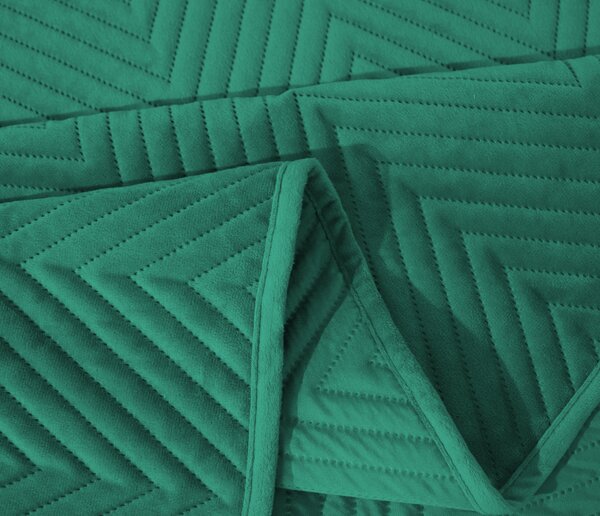 Zeleni bašunasti prekrivač za krevet ARROW VELVET Dimenzije: 200 x 220 cm