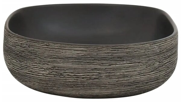 Nadgradni Lavabo - Umivaonik sivo-crni ovalni 59x40x14 cm keramički - Crna i siva 59 x 40 x 14 cm Crna i siva 59 x 40 x 14 cm