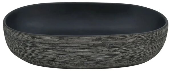 Nadgradni Lavabo - Umivaonik sivo-crni ovalni 59x40x14 cm keramički - Crna i siva 59 x 40 x 14 cm Crna i siva 59 x 40 x 14 cm