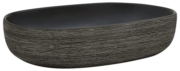 Nadgradni Lavabo - Umivaonik sivo-crni ovalni 59x40x14 cm keramički - Crna i siva 59 x 40 x 14 cm Crna i siva 59 x 40 x 14 cm