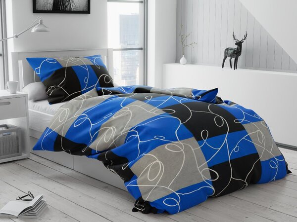 Posteljina od krepa KVADRATI plava Dimenzije posteljine: 70 x 90 cm | 140 x 200 cm