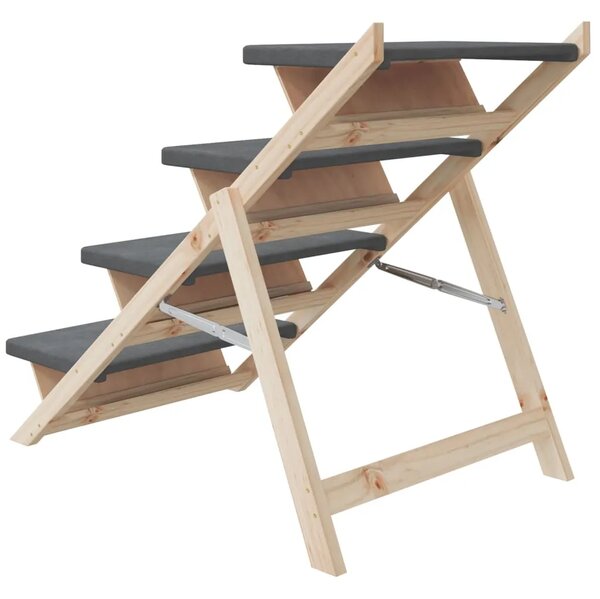 Stepenice za pse sive 105 x 47 cm od masivne jelovine - Siva 105 x 47 cm 105 x 47 cm