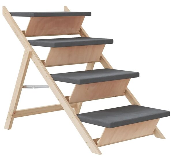 Stepenice za pse sive 105 x 47 cm od masivne jelovine - Siva 105 x 47 cm 105 x 47 cm