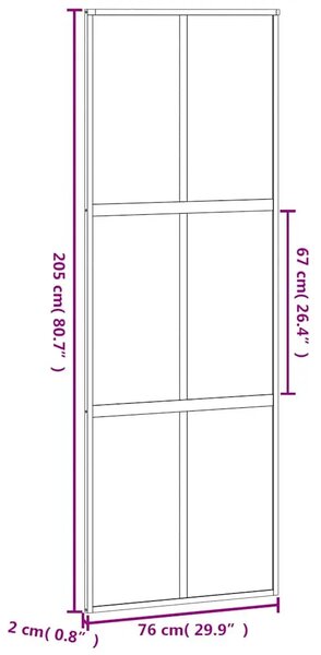 Klizna vrata crna 76x205 cm od kaljenog stakla i aluminija - Crna 76 x 205 cm 1 Rešetke 3 x 2
