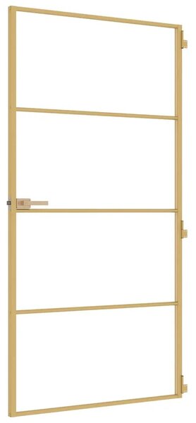 Sobna vrata tanka zlatna 102 5x201 5 cm kaljeno staklo - Zlatna i prozirna 102.5 x 201.5 cm 1 3 vodoravne šipke
