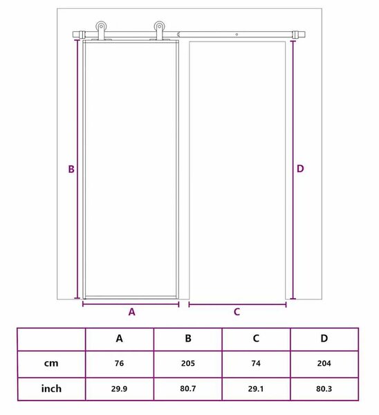 Klizna vrata crna 76x205 cm od kaljenog stakla i aluminija - Crna 76 x 205 cm 1 Rešetke 3 x 2