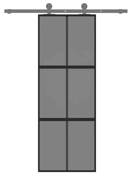 Klizna vrata crna 76x205 cm od kaljenog stakla i aluminija - Crna 76 x 205 cm 1 Rešetke 3 x 2
