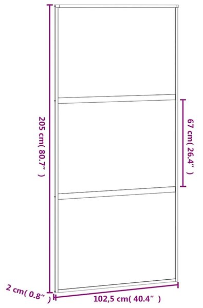 Klizna vrata bijela 102 5x205 cm od kaljenog stakla i aluminija - Bijela i prozirna 102.5 x 205 cm 1 2 vodoravne šipke