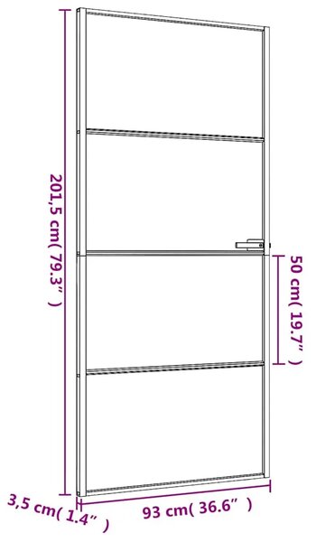 Sobna vrata tanka crna 93x201 5 cm kaljeno staklo i aluminij - Crna i mat 93 x 201.5 cm 1 3 vodoravne šipke