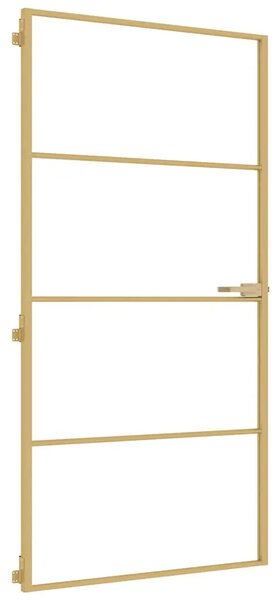 Sobna vrata tanka zlatna 102 5x201 5 cm kaljeno staklo - Zlatna i prozirna 102.5 x 201.5 cm 1 3 vodoravne šipke
