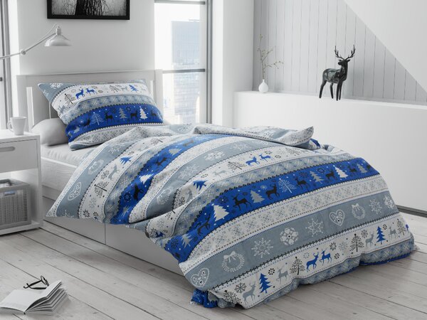 Pamučna posteljina ZIMSKI SOBI plava Dimenzije posteljine: 70 x 90 cm | 140 x 200 cm