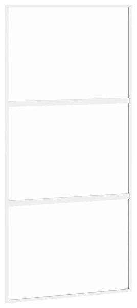 Klizna vrata bijela 102 5x205 cm od kaljenog stakla i aluminija - Bijela i prozirna 102.5 x 205 cm 1 2 vodoravne šipke