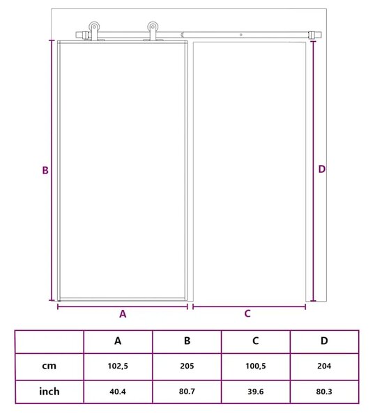 Klizna vrata bijela 102 5x205 cm od kaljenog stakla i aluminija - Bijela i prozirna 102.5 x 205 cm 1 2 vodoravne šipke
