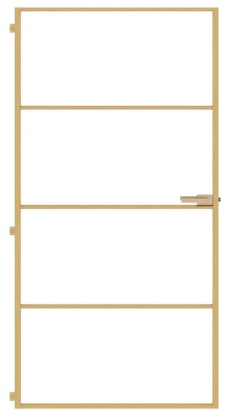 Sobna vrata tanka zlatna 102 5x201 5 cm kaljeno staklo - Zlatna i prozirna 102.5 x 201.5 cm 1 3 vodoravne šipke