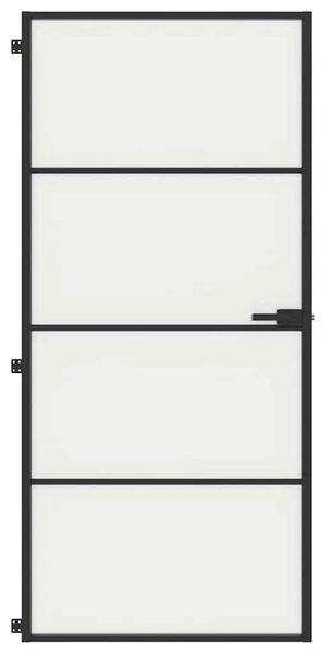 Sobna vrata tanka crna 93x201 5 cm kaljeno staklo i aluminij - Crna i mat 93 x 201.5 cm 1 3 vodoravne šipke